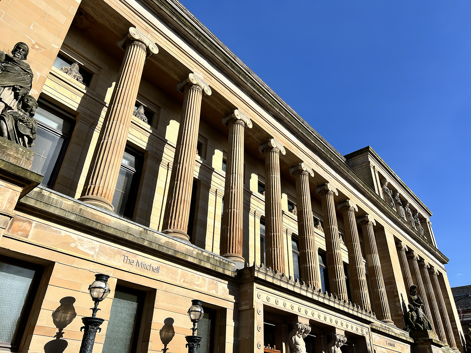 the Mitchell Library rear view showing ionic style pillars